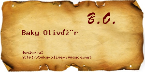 Baky Olivér névjegykártya